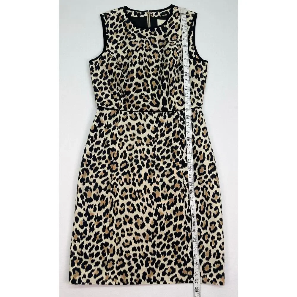 Kate Spade New York Leopard Print Sleeveless Sheath Dress Size 6 Silk Blend - Picture 8 of 11